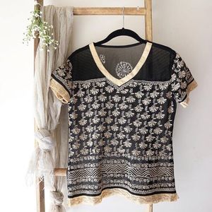 Vintage Mesh Embroidered Top